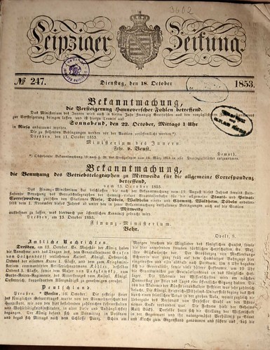 Leipziger zeitung 1853 - leipziger,